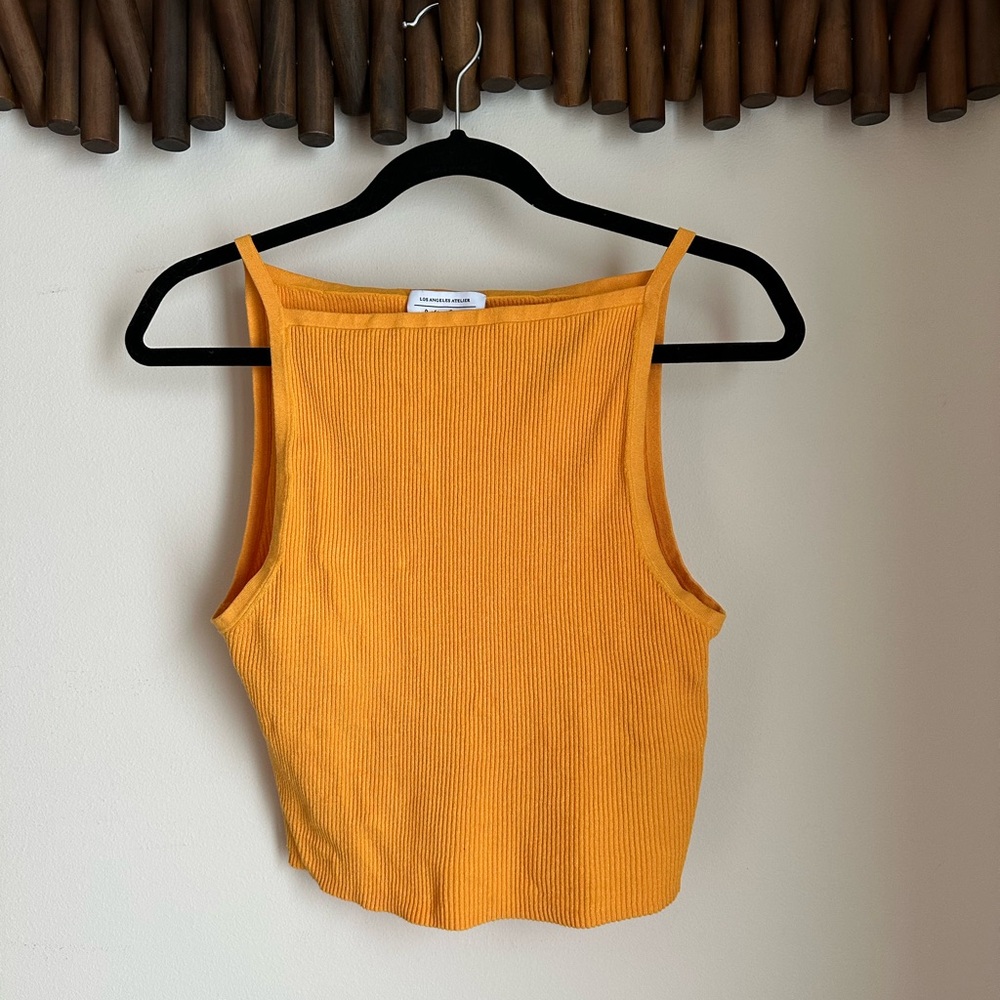 & Other Stories Mustard Ribbed Top